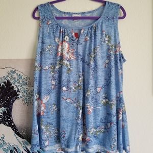 NWT Blue Floral Sleeveless Top